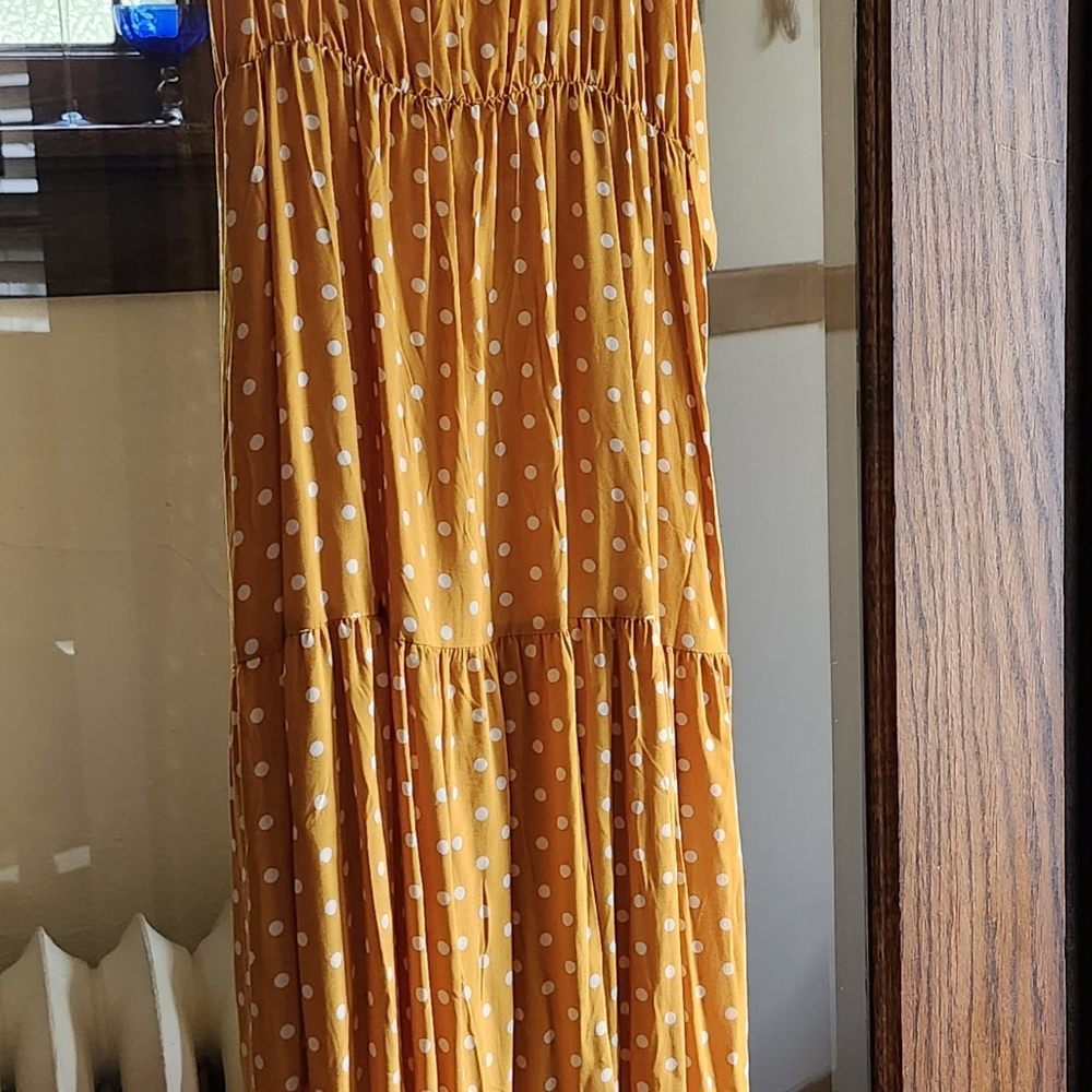 Charming mustard yellow & wh polka dot summer/fall dress! KARA & KATE. Sz L NWT - Picture 4 of 6
